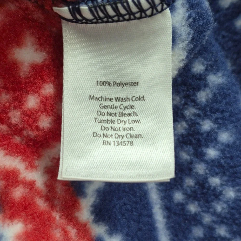 Vineyard Vines Sweater Men's M Blue Red Fair Isles Fleece Quarter Zip Pullover